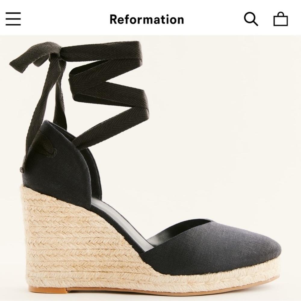 reformation camilla lace up espadrilles in black